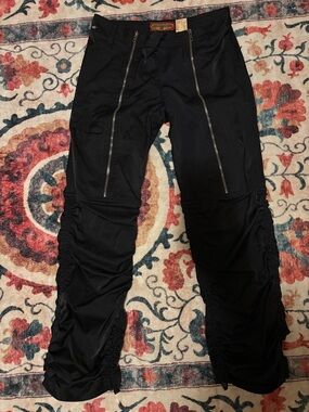 Boom Boom Jeans Black Cargo Pants with Dual Front Zippers